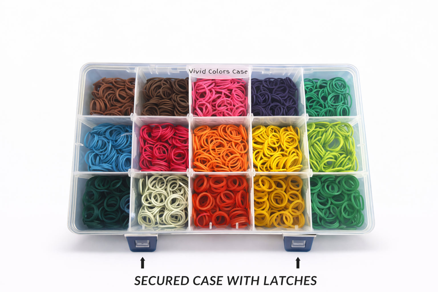 Vivid Colors Rubber Band Case | 15-Color Hair Styling Kit