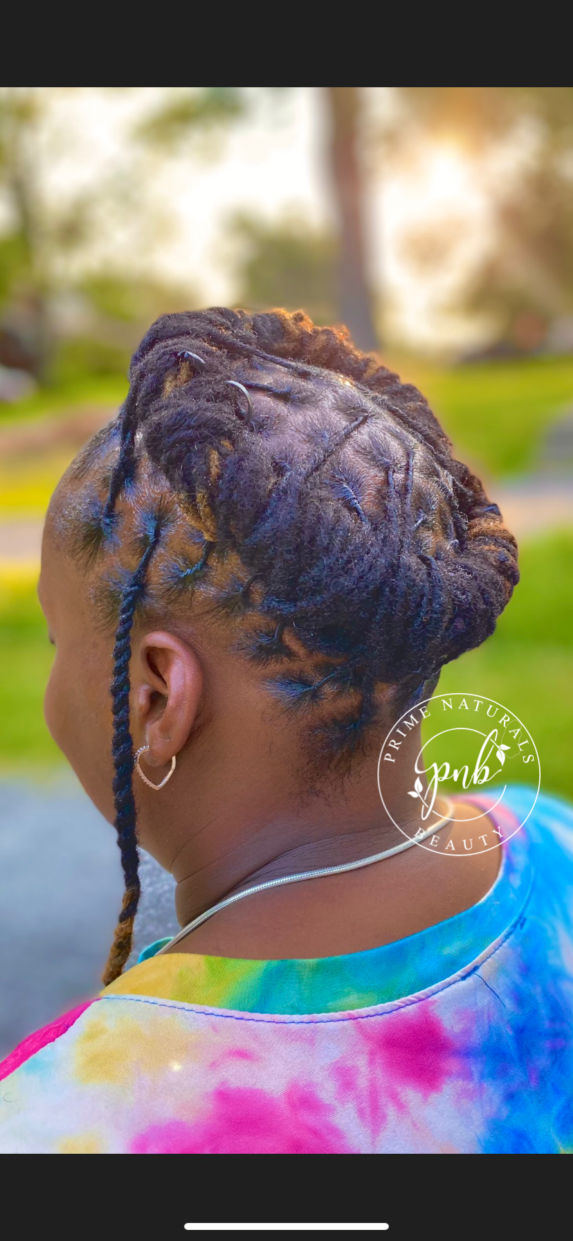 Dreadlock style Halo. Natural hair protective style. @primenbeauty