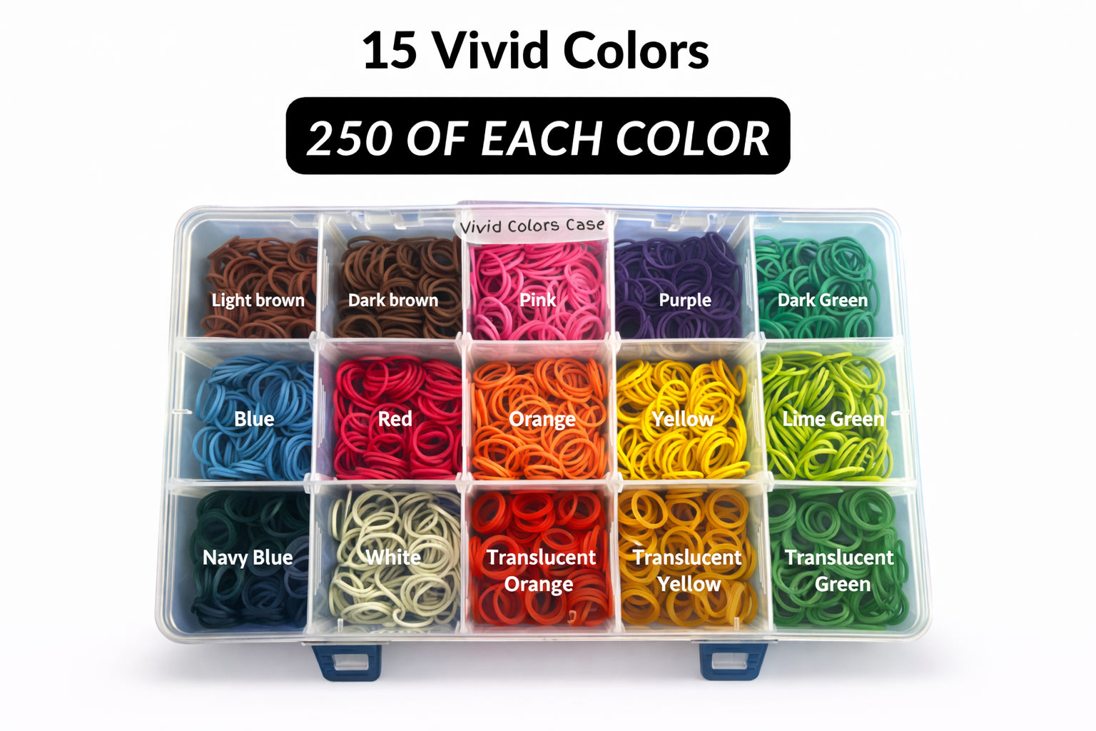 Vivid Colors Rubber Band Case | 15-Color Hair Styling Kit